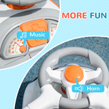 AIYAPLAY 3 in 1 Ride-On Push Car with Parent Handle & Canopy – Robot Foot to Floor Slider, 12-36 Months, White
