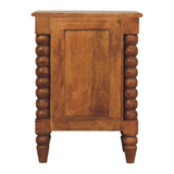 Artisan Furniture Solid Mango Wood Barley Twist Bedside Table, 2 Drawers – Classic Bedroom Storage, Amber Oak