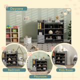 AIYAPLAY Kids Toy Storage Unit with 8 Removable Bins, Shelves & Cabinet – Grey