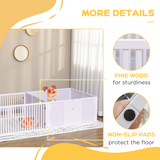 PawHut 7 Panel Puppy Pen with Three Doors – Indoor Two-Room Dog Playpen, White