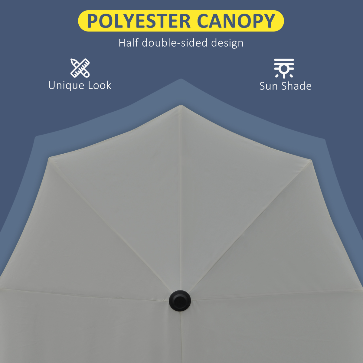 Outsunny 2m Half Garden Parasol with Crank Handle & Base – Double-Sided Canopy for Small Spaces, Dark Grey