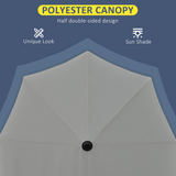 Outsunny 2m Half Garden Parasol with Crank Handle & Base – Double-Sided Canopy for Small Spaces, Dark Grey