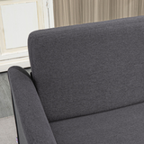 HOMCOM Linen 2 Seater Loveseat Sofa with Padded Armrests – Compact Sofa for Flats & Small Rooms, Dark Grey