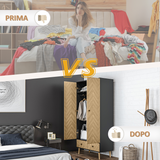HOMCOM Wood Grain Wardrobe Cabinet with Hanging & Shelf Storage – Grey & Oak, 90 x 50 x 190cm