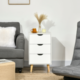 HOMCOM 3-Drawer Chest of Drawers with Wooden Legs & Groove Handles – Bedroom, Living Room & Hallway Storage