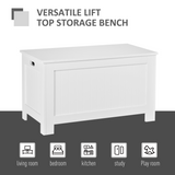 HOMCOM Large Toy Chest Storage Box with Lid & Safety Hinges – Kids Bedroom and Playroom Storage, White