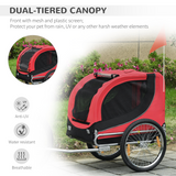 Pawhut Dog Bike Trailer with Reflectors, Flag & Safety Anchor – Pet Carrier for Small and Medium Dogs