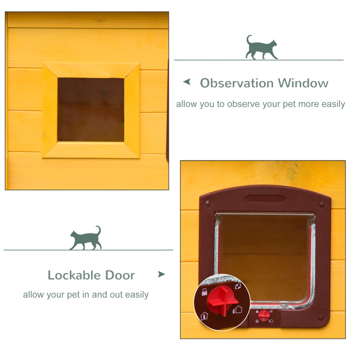 Pawhut Wooden Outdoor Cat House with Openable Roof, Lockable Door and Detachable Legs – Waterproof Garden Shelter