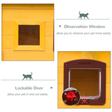 Pawhut Wooden Outdoor Cat House with Openable Roof, Lockable Door and Detachable Legs – Waterproof Garden Shelter