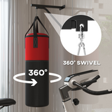 SPORTNOW Unfilled Punch Bag with Boxing Gloves, Hand Wraps & Wall Bracket – Home Boxing Training, Black and Red