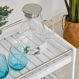 HOMCOM Pine Wood 3-Tier Kitchen Trolley with Four Wheels & Steel Handle – Storage Serving Cart, White