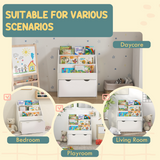 AIYAPLAY Kids Bookcase with 3 Tier Shelves & Wheeled Drawer – Toy Storage for Bedroom & Nursery, White