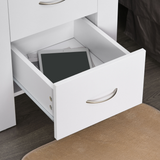 HOMCOM 2-Drawer Bedside Table with Silver-Tone Handles – Particle Board Bedroom Storage, White