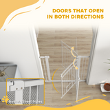 PawHut Stair Gate with Cat Door, Adjustable 76–104cm Width, 106cm Tall – Pet Safety Gate