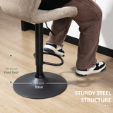 HOMCOM Set of 2 Swivel Bar Stools with Backrest and Footrest – Adjustable Height, Diamond Pattern PU, Khaki
