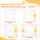 PawHut Adjustable Safety Gate with 2 Extensions and 4 Screws – Pet Gate for Doors and Stairs, White
