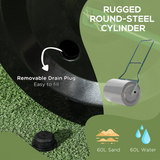 Outsunny 60L Steel Garden Roller – Push or Pull Water or Sand Fillable Lawn Rolling Drum