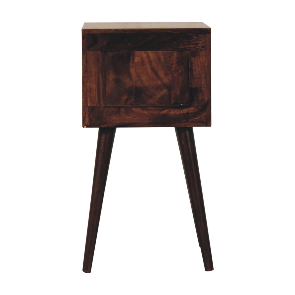 Artisan Furniture Solid Wood Mini Bedside Table with 2 Drawers – California Walnut Finish, Dark Brown