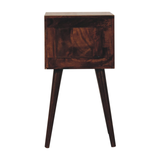 Artisan Furniture Solid Wood Mini Bedside Table with 2 Drawers – California Walnut Finish, Dark Brown