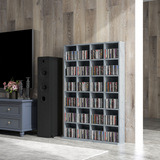 HOMCOM DVD, CD and Blu-ray Media Storage Rack – Four-Column Display Shelf Unit for Living Room, Grey