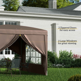 Outsunny 3m x 3m Pop Up Gazebo with Rust-Resistant UV Canopy, Sidewalls & Carry Bag – Party Tent, Coffee