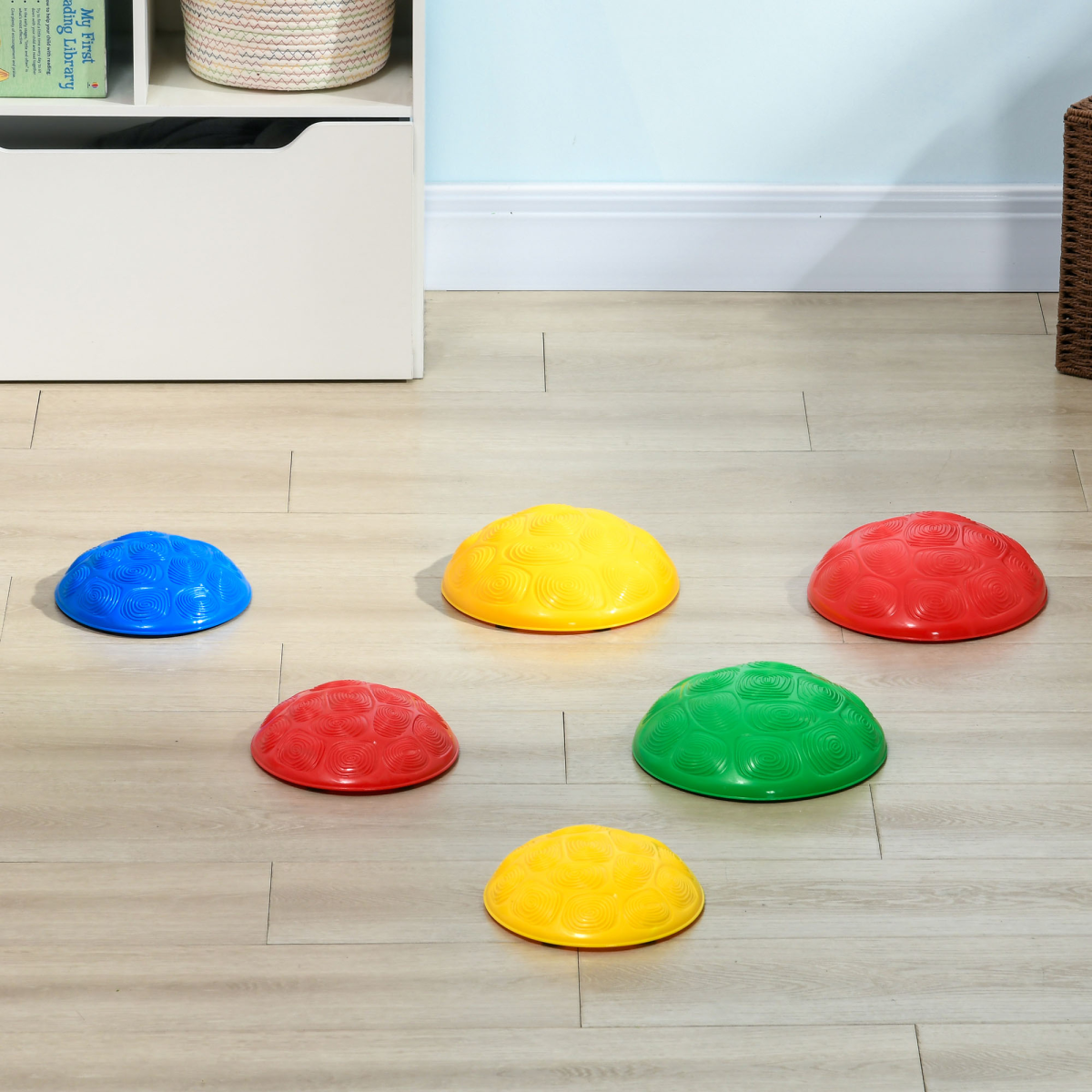 ZONEKIZ 6-Piece Balance River Stones Set with Non-Slip Mats – Kids Stepping Stones for Ages 3–8, Multicoloured