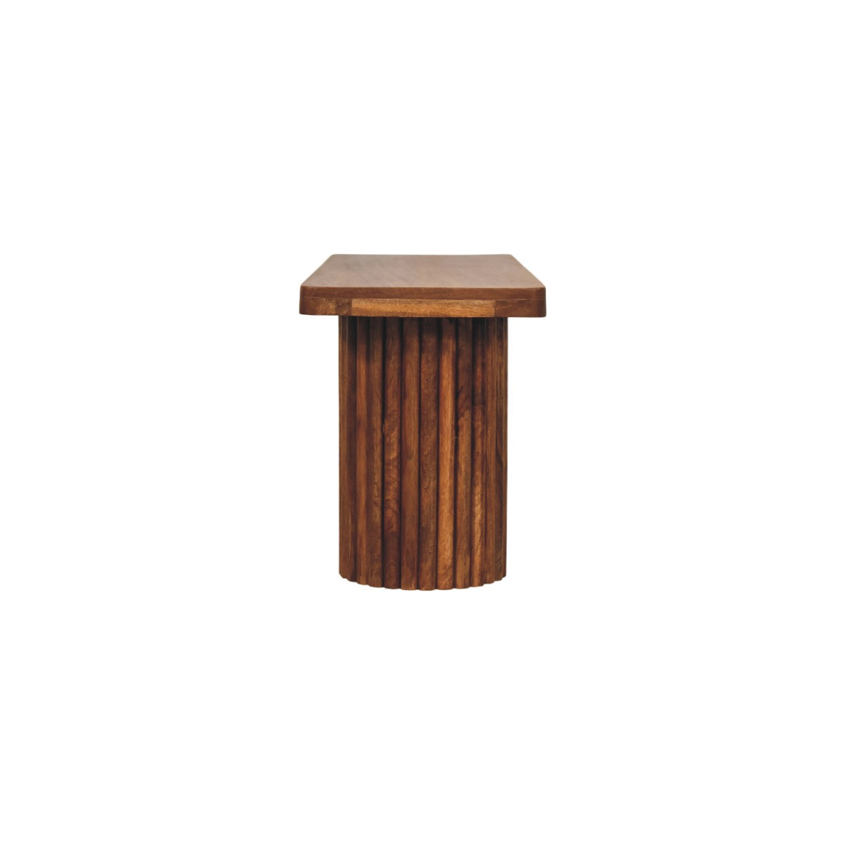 Artisan Furniture Astoria Fluted Solid Mango Wood Bench – Entryway & Dining Seating, Brown