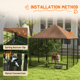 PawHut Outdoor Dog House Kennel with Canopy Top & Secure Lock, Rotating Bowl Holder – Black and Brown