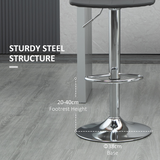 HOMCOM Set of 2 Adjustable Swivel Breakfast Bar Stools with Footrest – Soft Grey Upholstery