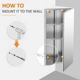 HOMCOM Stainless Steel Floating Corner Cabinet with Mirror & 3 Storage Layers – Wall-Mounted Bathroom Cupboard