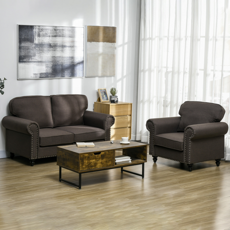 Dimension diagram of the HOMCOM mid-century sofa