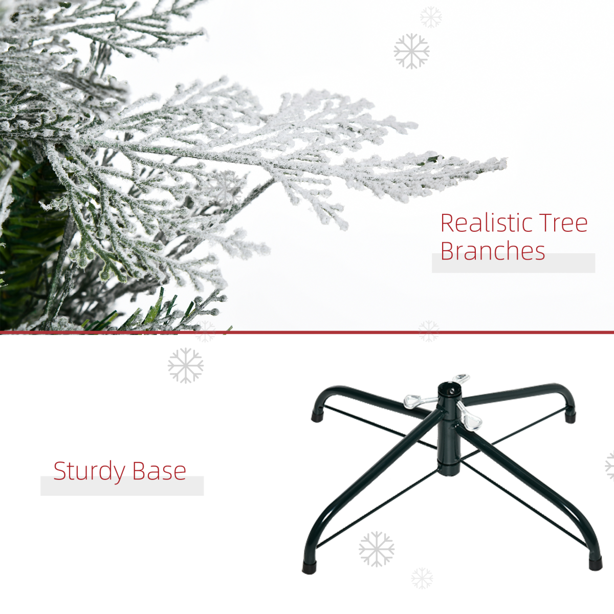 HOMCOM 6ft Snow Flocked Artificial Pencil Christmas Tree with Flame Retardant PVC & Metal Base – Unlit