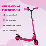 HOMCOM Kids Electric Scooter, 120W with Battery Level Display & Rear Brake – E-Scooter for Ages 6+, Pink