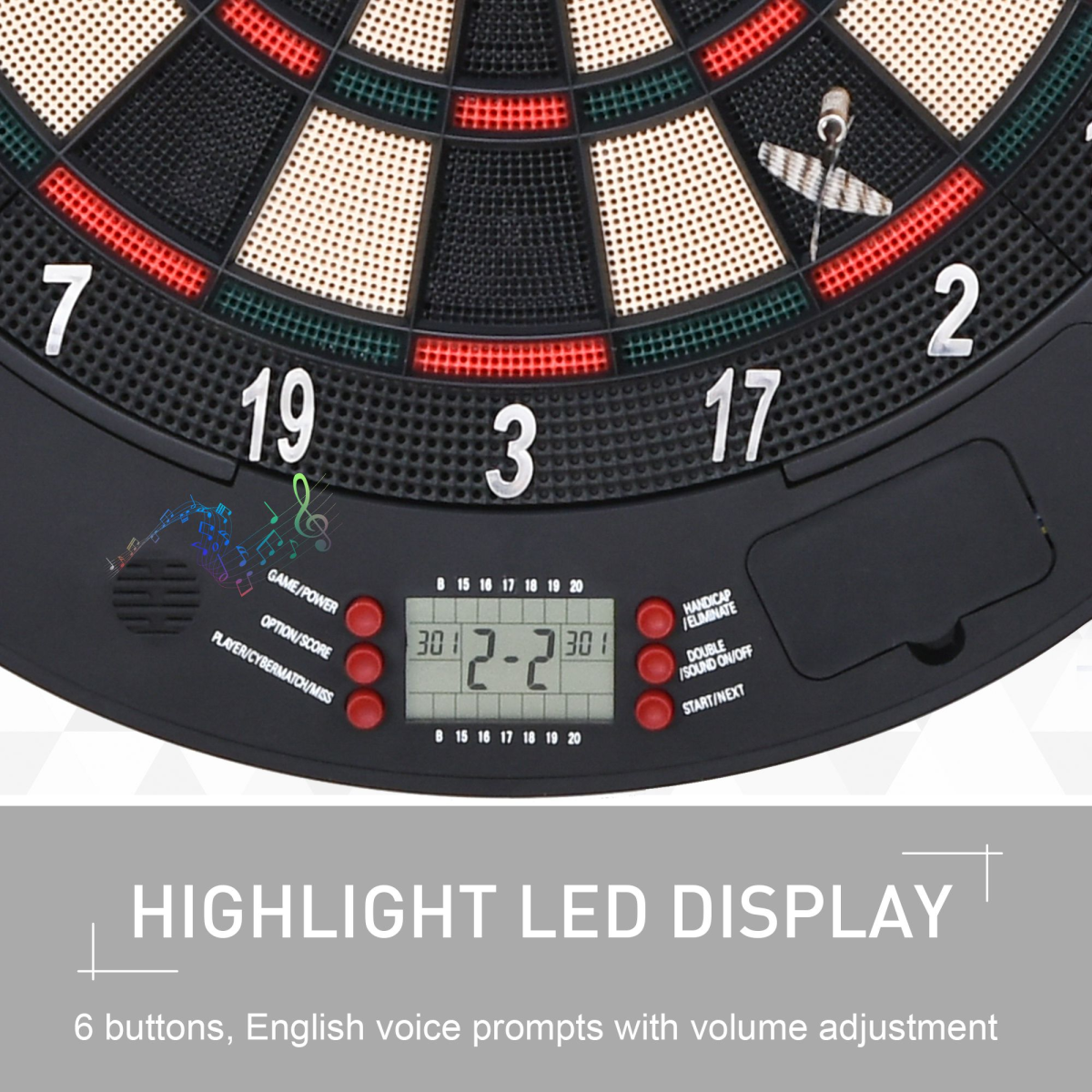 Electronic Dartboard Set with 26 Games, 185 Variations & 6 Darts – LCD Scoring, Up to 8 Players