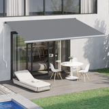 Outsunny 4 x 3m Electric Retractable Cassette Awning with Remote & Hand Crank – Patio Door & Window Sun Shade