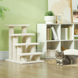 Pawhut Pet Ramp Stairs with 4 Steps and Faux Fur Cover – Cat and Dog Climbing Steps, Brown