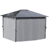 Outsunny 3.6 x 3m Hardtop Gazebo with 7mm Polycarbonate Roof & 4 Zip Curtains – Steel Frame Shelter