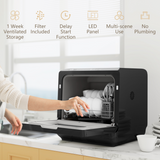 HOMCOM Compact Worktop Dishwasher with 4 Place Settings & 6 Programmes – Countertop Appliance, Black