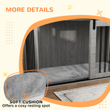 PawHut Dog Crate Furniture with Removable Cushion – Side Table Kennel with Barn Door for Extra Large Dogs, Grey