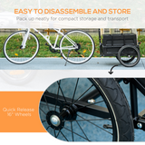 HOMCOM Bicycle Trailer with 65L Foldable Storage Box, Pneumatic Tyres and Quick-Release Wheels – Black