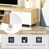 HOMCOM Modern TV Unit with Enclosed Cabinet & Open Shelf – Living Room Media Storage, Light Brown