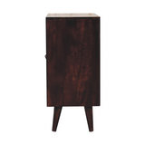 Artisan Furniture Mini Pineapple Carved Walnut Cabinet – Solid Mango Wood, 2 Doors, Nordic Feet, Brown