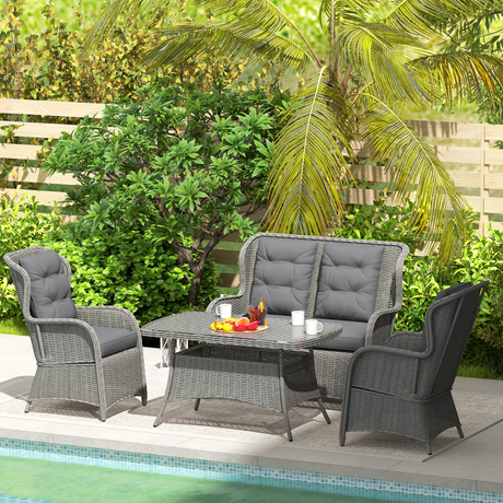 Outsunny rattan set dimensions diagram