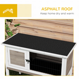 PawHut Large Elevated Wooden Rabbit Hutch with Asphalt Roof and Removable Tray – Indoor Outdoor Pet House