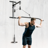 SPORTNOW Weight Cable Pulley System with Universal Loading Pin & Attachments – Home Gym Lat Pull-Down Kit, Red