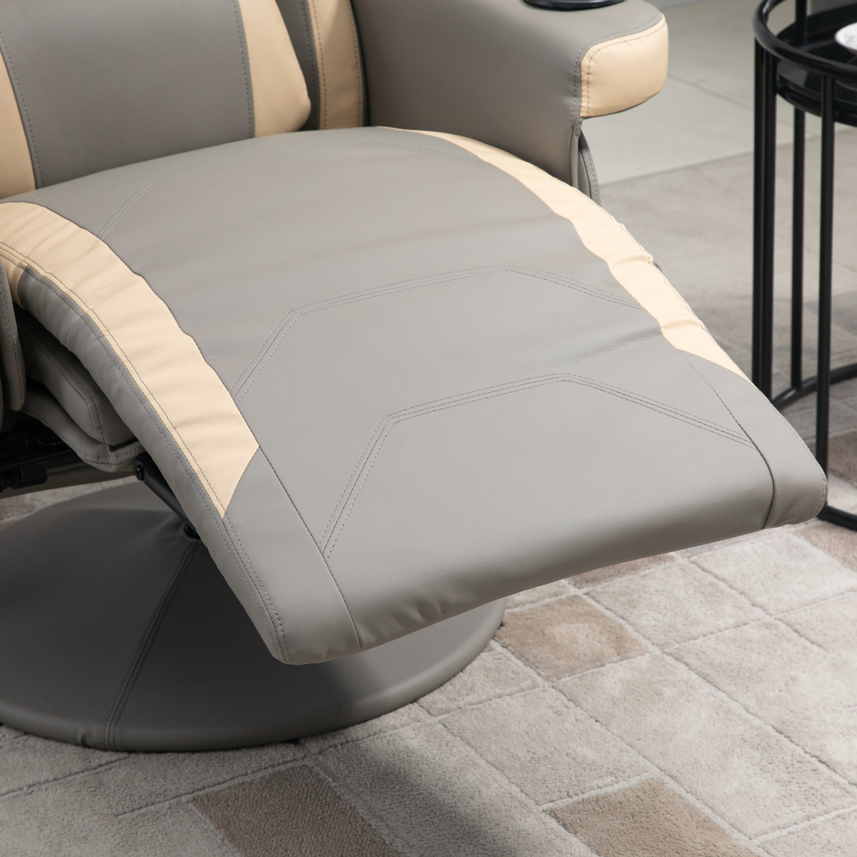 HOMCOM Manual Recliner Armchair with Adjustable Leg Rest – 135° Reclining PU Leather Sofa Chair