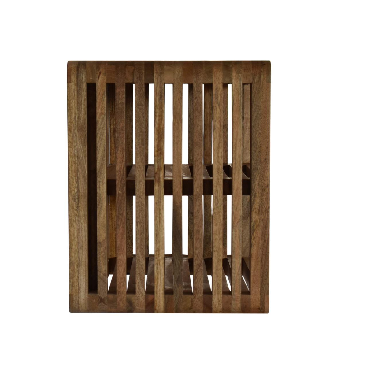 Artisan Furniture Soba Wall Mounted Bedside Table with 2 Open Shelves – Hand-Carved Solid Mango Wood, Brown