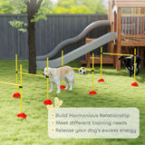 PawHut 4 Piece Dog Agility Hurdles with Height-Adjustable Poles, Fillable Bases & Carry Bag – Jump Training Equipment
