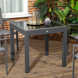 Outsunny Extendable Outdoor Dining Table with Aluminium Frame & Tempered Glass Top – Patio Table, Black