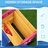 Kids Wooden Pirate Boat Sandpit with Canopy Shade and Storage Bench – Outdoor Sandbox